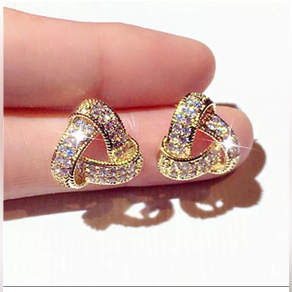 Gold Plated Sparkly Triangle Post Back Earrings